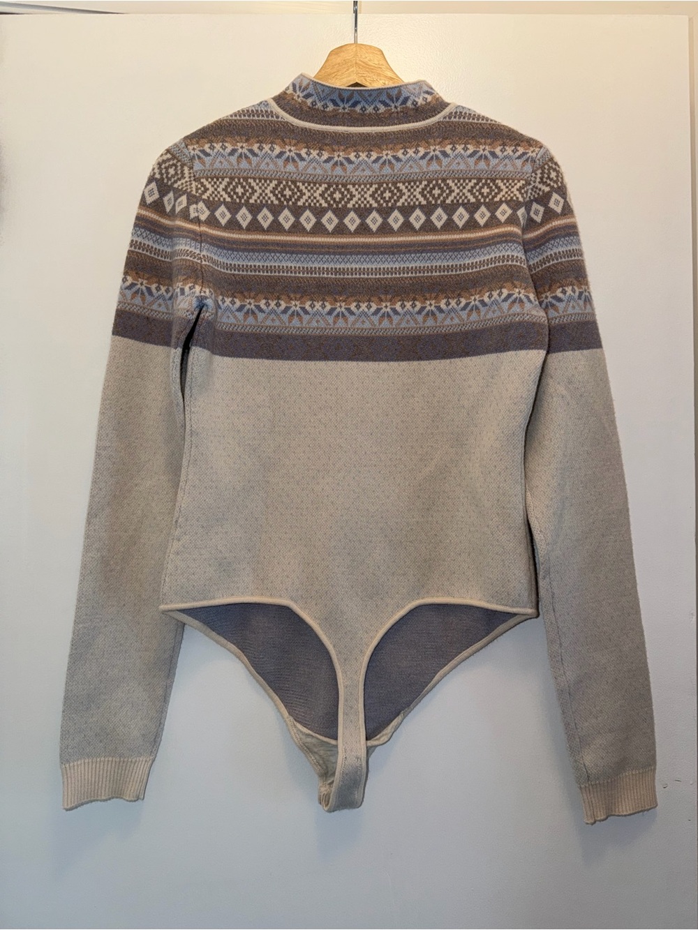 Intimately Free People Sweater/Bodysuit Women's Large Fair Isle Mock Neck - Picture 3 of 3